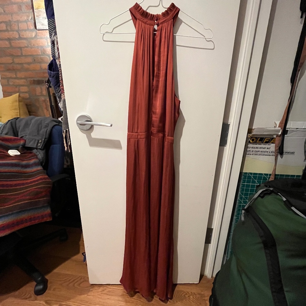 Banana Republic Autumn Fall Rust Sleeveless Dress Size 10 high neck fully lined